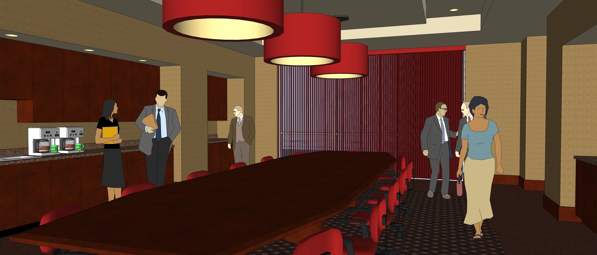 Conference room architectural rendering